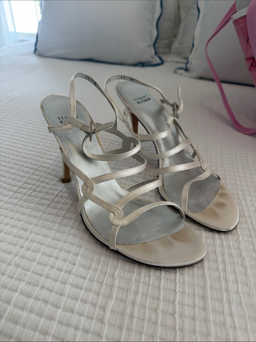 Stuart Weitzman Strappy Sandals in Ivory/Champagne